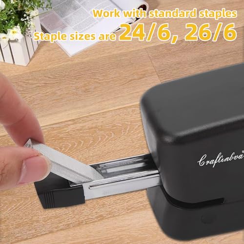 Craftinova Black Electric Stapler 25-Sheet, 2000 Staples Kit, AC/Battery Powered