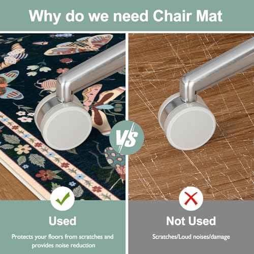 Anidaroel 48"x60" Office Chair Mat for Hardwood Floor/Tile, Black Anti-Slip Computer Chair Mat, Insect Print Office Rugs for Rolling Chairs, Low Pile Desk Floor Mat for Hardwood Floors