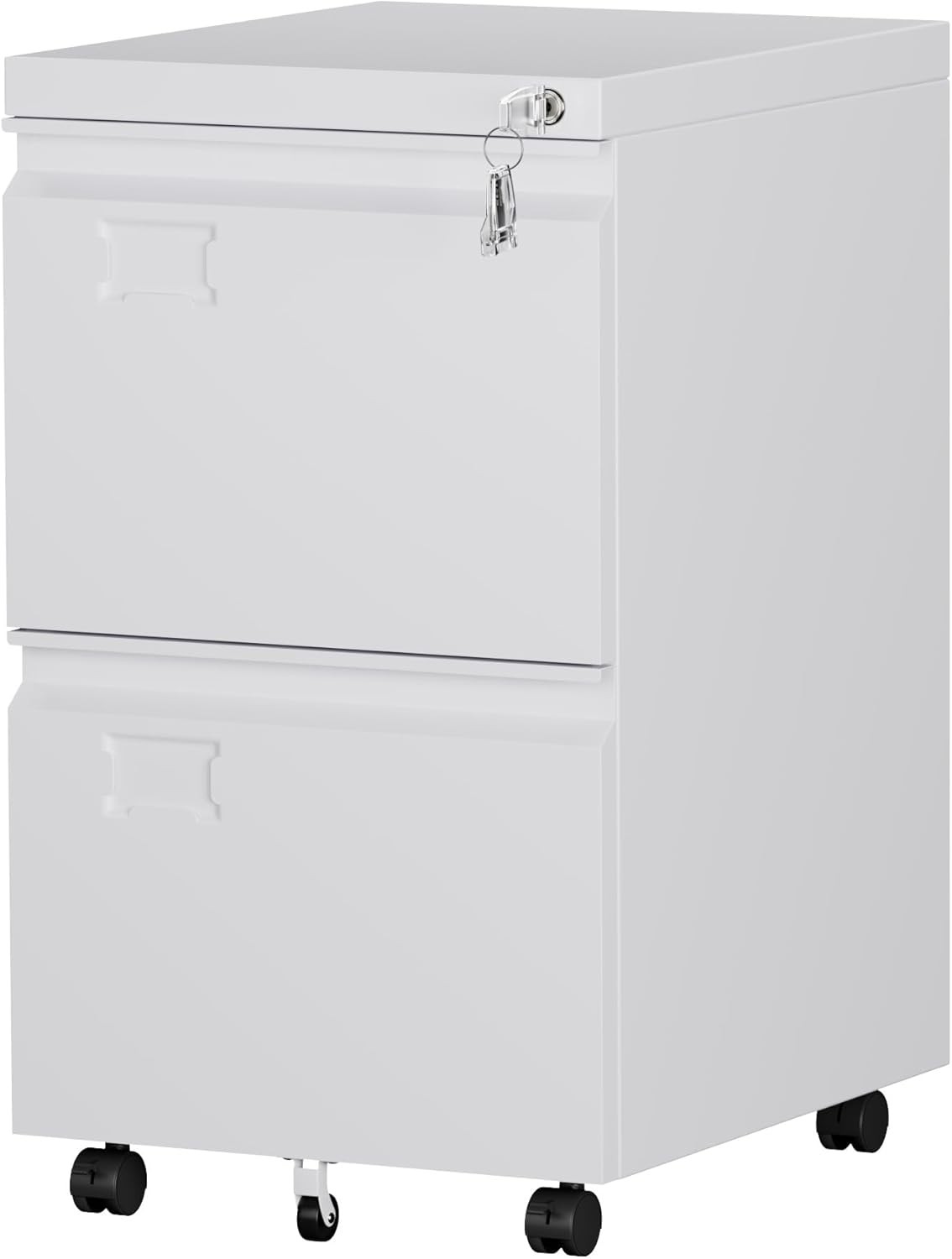 SUXXAN Mobile File Cabinet - Heavy Duty Steel with Lock | 2 Drawers for Letter/Legal Size Files, Anti-Tip Design, 5 Casters