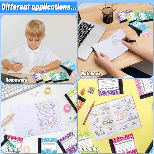 72 Pack Mini Composition Notebooks Bulk College Ruled Half Composition Notebook Narrow Ruled Small Pocket Marble Journal 8 Colors-4.5" x 3.25"-60 Sheets for Kids Students Office School Supplies