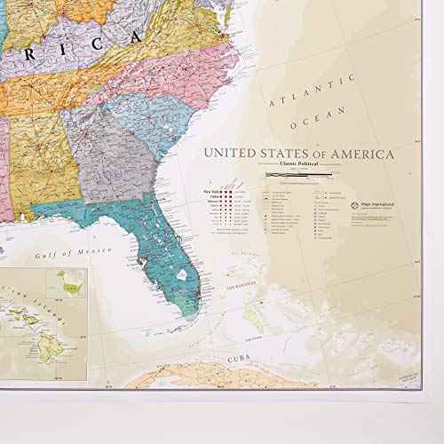 Maps International Giant Classic USA Mega-Map - Map of The United States Poster - Front Lamination - 46 x 80