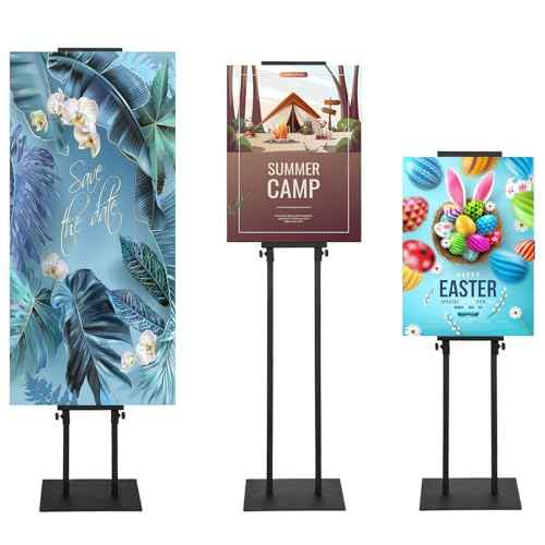 Poster Stand for Display, Pedestal Sign Stand, Double Banner Stand with Non-Slip Base, Heavy Duty Adjustable Poster Board Stand Height Up to 75Inches, Sign Holder for Board & Foam Sign