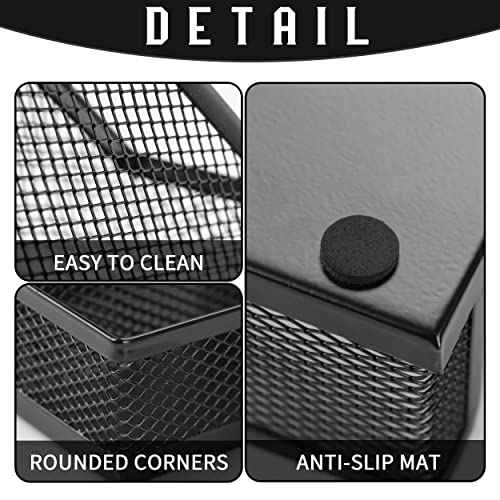 Ludato Desk Organizers Mesh Pencil Holder£¬3 Compartments Black Mesh Pen Holder Storage for Office Desk Accessories