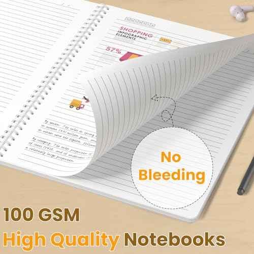 Oucaru Spiral Notebook College Ruled 8 Pack A4 (8.5" x 11") Journaling Notebooks 140 Pages Gradient Small Lined Notebook for Work School Business Travel Note Books