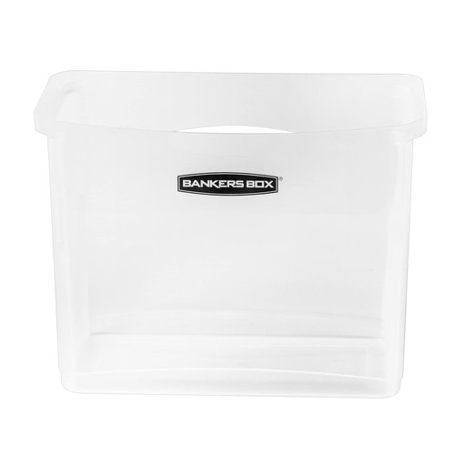 Bankers Box 1 Pack Portable Open Desktop Plastic File Storage Box with Hanging Rails, Side Handle, Organizer Bin, Letter