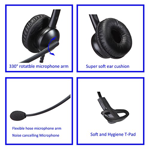 MAIRDI Telephone Headset with Noise Cancelling Microphone & HIS Cable for Avaya IP 1608 1616 9601 9608 9611 9611G 9620 9621 9630 9631 9640 9641 9650 9670 J139