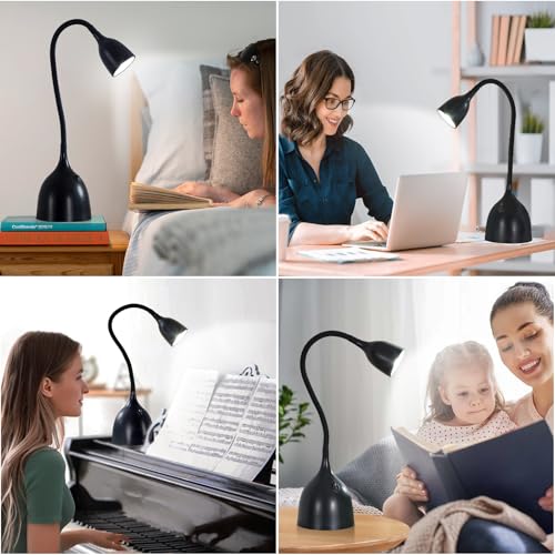 EJIAXIN Black LED Desk Lamp - Flexible Gooseneck Reading Office Light
