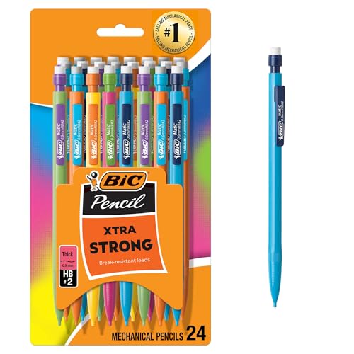 BIC Xtra Strong Mechanical Pencils 0.9mm Thick Point 24-Count Pack – School & Office