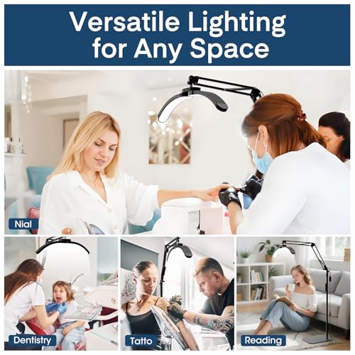 MYSWEETY Half Moon Light Lash Tech 2 in 1, 2025 New Upgrad Lash Light for Eyelash Tech, Nail Art, Tattoo Artists - Adjustable Long Cantilever Arm (Black)