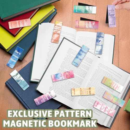 Magnetic Bookmarks, Tumwisk 15PCS Large Bible Quotes Christian Bookmarks for Women, Double Sided Book Markers, Book Marks for Reading Women Students Teachers Supplies
