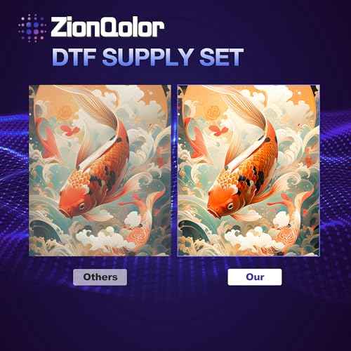 5 * 250ML Inks and 500g White DTF Powder Combo, 1.25L Premium Anti-Nozzle Clogging DTF Ink, White Powder for PET Transfer, CMYKW Inks for DTF Printers(Compatible with All Print Heads)