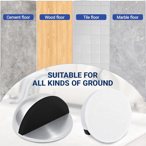 Mindow Self-Adhesive Door Stop, Stainless Steel Half-Dome Floor Protector (2, Bright)