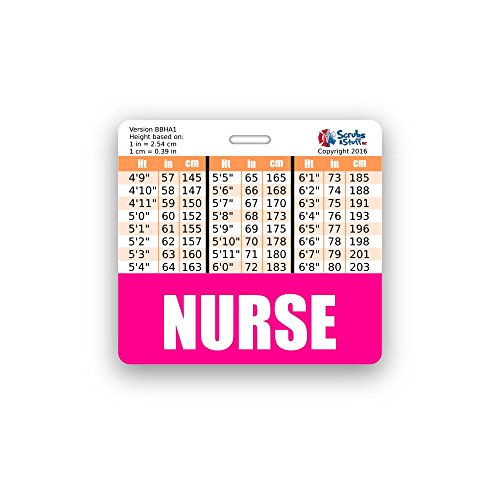Nurse Badge Buddy Horizontal with Height & Weight Conversion Charts – Pink (Scrubs and Stuff LLC)