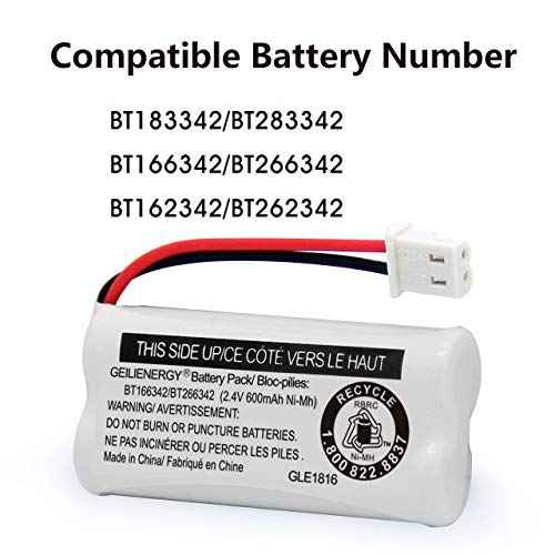 GEILIENERGY BT162342 BT262342 Battery Compatible with BT183342 BT283342 BT166342 BT266342 VTech CS6114 CS6419 CS6719 at&T EL52300 CL80111 Cordless Phone(Pack of 2)