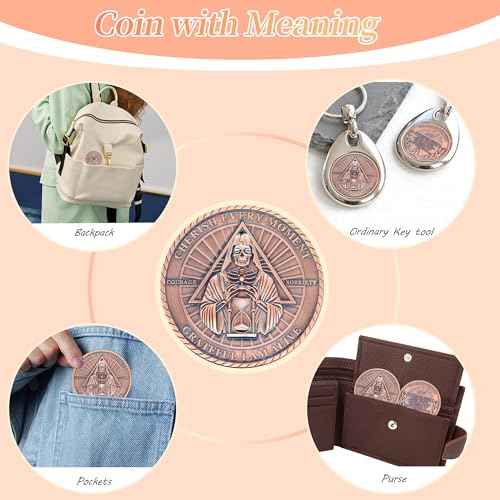 50Pcs Serenity Prayer Memento Mori Coin - Metal Skull Sobriety and Encouragement Challenge Coin - Memento Vivere Reminder Token - Stoic Reminder Accessories for Daily Stoic Practice