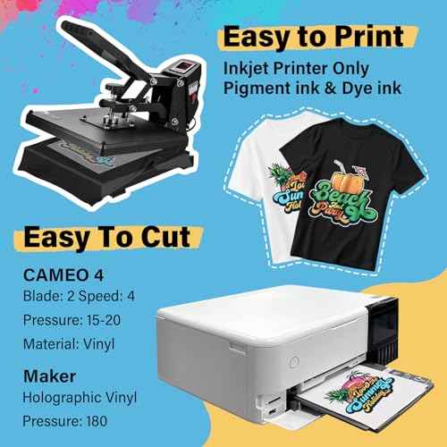 TECKWRAP Printable Heat Transfer Paper for T-Shirts 30 Sheets, 8.3" X 11.7" Printable Heat Transfer Vinyl for Inkjet Printer, Iron on Transfer Paper for Light and Dark Fabric (Matte)