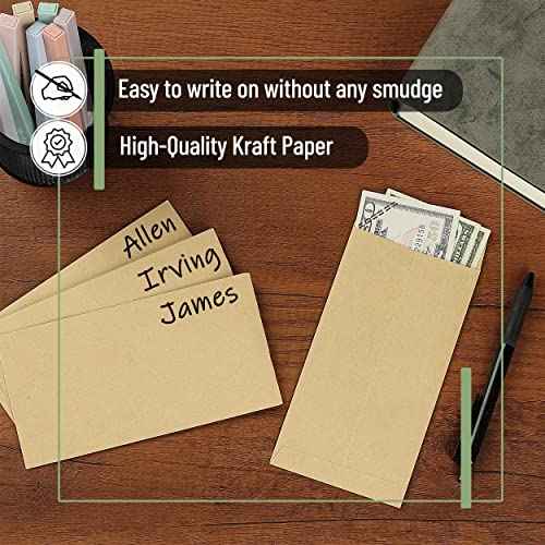 Mr. Pen- Money Envelopes, 100 Pack, 6.5" x 3.5", Cash Saving Challenge, Small Money Budgeting Envelopes, Brown