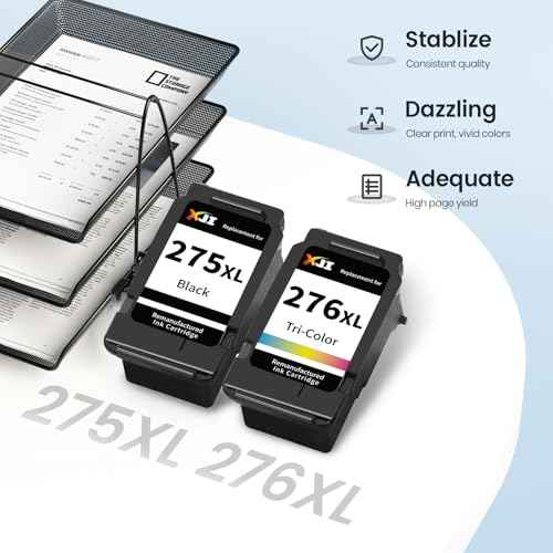 XJI 275 XL 276 XL Compatible Ink Cartridges Replacement for Canon PG-275XL CL-276XL 275 276 Black Color Combo Pack, for Pixma TS3520 TS3522 TS3720 TS3722 TR4720 TR4722 TS3500 TS3700 TR4700 Printer