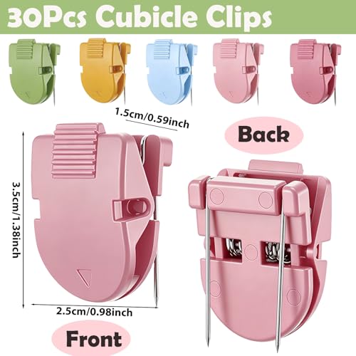 30 Pcs Colorful Plastic Cubicle Wall Clips for Office & Fabric Walls