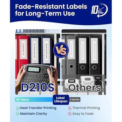 Label Maker Machine with Tapes, Label Makers, Label Maker Waterproof-Labels, Labeler Machine with-Tape 12mm 0.47 Laminated White, D210s Inkless Portable Labeling Machine for Home School Office