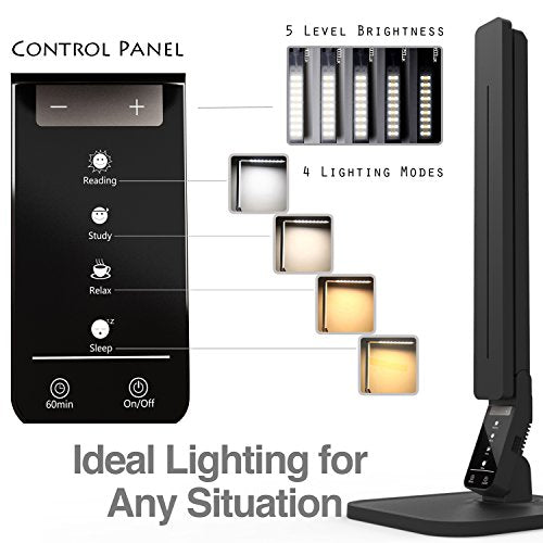 Dimmable LED Desk Lamp with USB Charging, 4 Modes, Touch Control, Bedside Light
