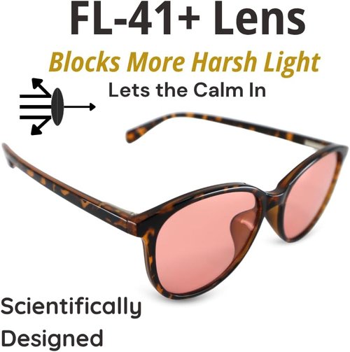 Family Tree Remedies FL-41 Migraine Glasses - Light Sensitivity Relief | Transitional Tortoise Frame