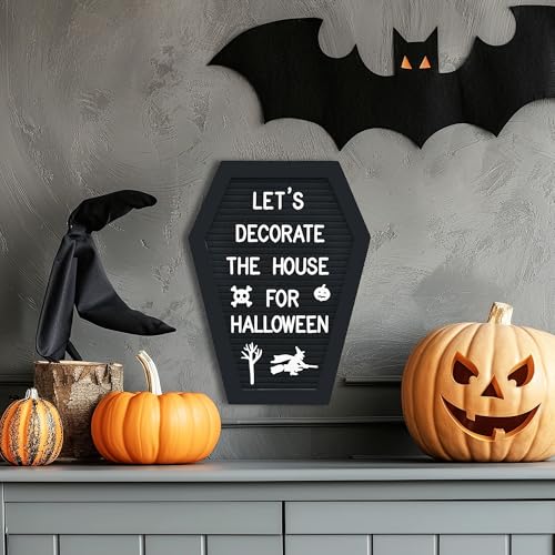 GAJIGAJI Black Coffin Letter Board Halloween Decor 10x7 Inch