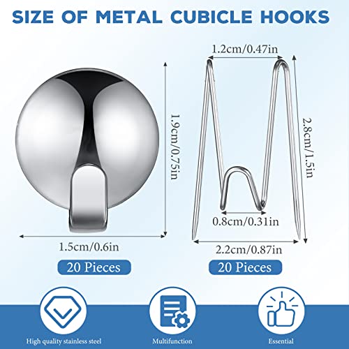 Ripeng 40 Pcs Office Cubicle Hooks for Fabric Walls & Panels, Metal Hangers
