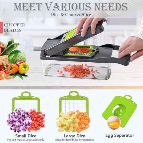 Pro-Series 16-in-1 Vegetable Chopper, Dewpeton Mandoline Slicer, Veggie Chopper, Food Chopper with Container, Vegetable Cutter & Spiralizer for Onion Salad (Home Essential Gadget & Kitchen)