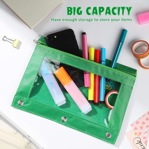 Marspark 48 PCS Pouch Bag for 3 Ring Binder - Bulk Zipper Pencil Binder Pouches with Clear Window for School Office Utensils Storage Supplies(Multicolor)