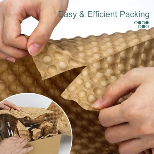 Deamoser Reusable Kraft Bubble Wrap Sheets 15" x 12" - 50 Sheets Eco-Friendly Moving & Shipping Cushioning