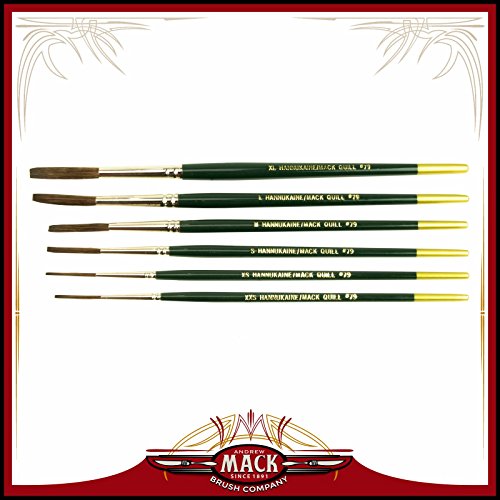 (6) Andrew Mack Brush Hannukaine Quill Brushes Series 79 Size XXS - XL Mixture Squirrel Taklon