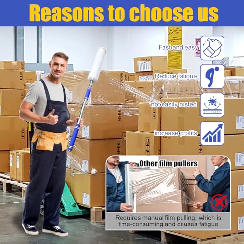 Long Handle Pallet Stretch Wrap Dispenser, Film Packing Machine,