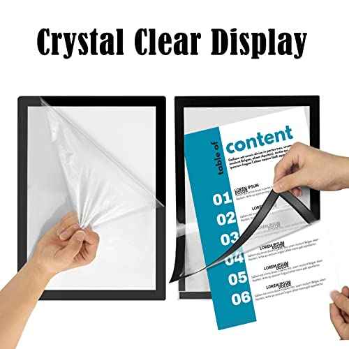 10Pcs Magnetic Poster Holder Self-adhesive Back,11"x17" Magnetic Framed Sign Holder,Plastic Window Wall Poster Display Frames for Office,Store,School(10Pcs,Black)