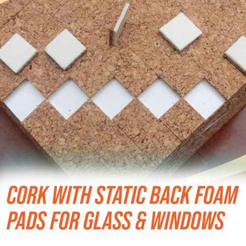 Frank Lowe Cork with Static Back Foam Pads for Glass & Windows (3/16 x 3/4 x 3/4)