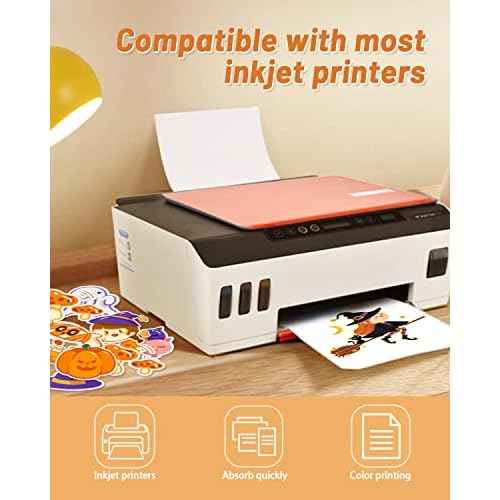 QYH Premium Printable Vinyl for Inkjet Printer-120 Matte Waterproof Sticker Paper 8.5" x 11" White Decal Labels