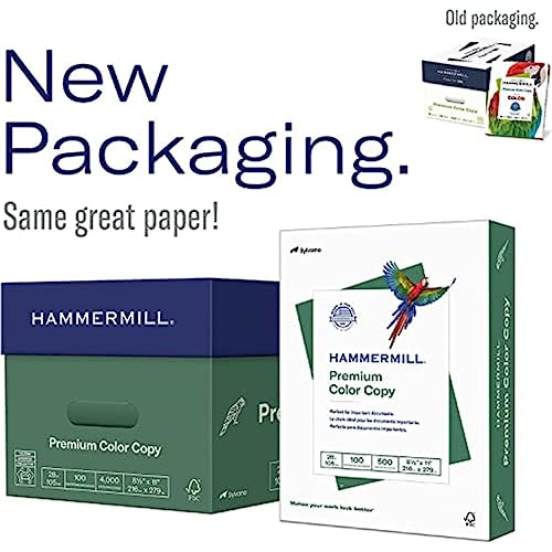 Hammermill Premium Color Copy Printer Paper 8.5 x 11 - 1 Ream (500 Sheets), 28 lb, Bright 100, Made in USA, Letter Size