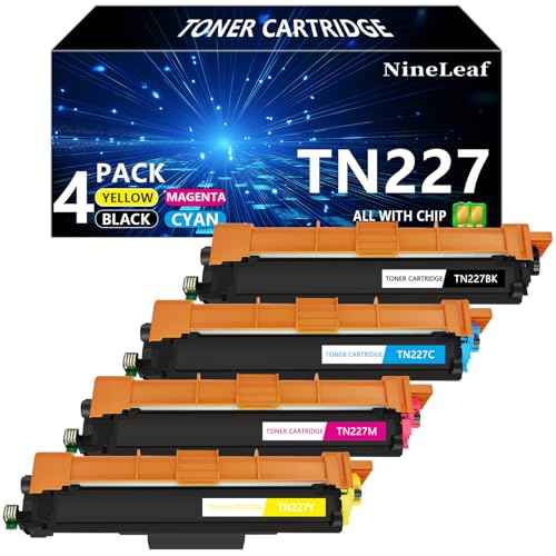 NineLeaf TN227 BK/Y/M/C Toner Cartridge Set Compatible for Brother TN-227 TN223 TN-223 Work with HL-L3230CDN DCP-L3550CDW MFC-L3770CDW HL-L3210CW Printers ( 4 Pack, Black, Cyan, Magenta, Yellow)