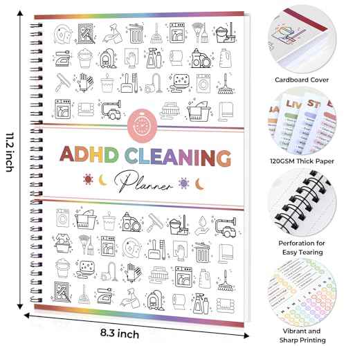 Adhd Cleaning Planner - Reusable Adhd Cleaning and Organizing Planner Daily Weekly Monthly Cleaning Schedule and Checklist ADHD Planners for Adults Women Stress-Free Editable Household Schedule Planners