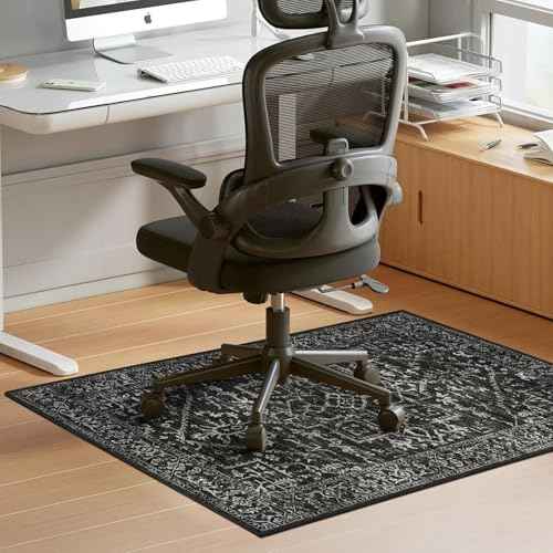 Chair Mat for Hard Floors, QQpony 55"x36" Office Chair Mat for Hard Surface, Area Rug for Living Room, Protector Floor Rug Mat for Home Office (Black)