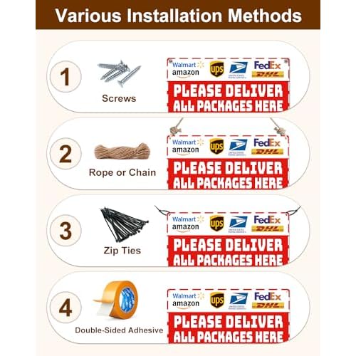 Package Delivery Metal Sign, Please Deliver All Packages Here, Waterproof & Rustproof Red Aluminum Delivery Instructions for Box House Yard Front Door Outdoor Home Use 8¡¿12 Inch