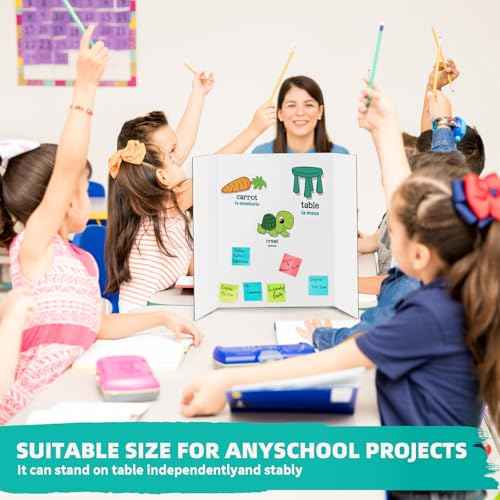 5 Pack Small Trifold Poster Board 26"x17", White Presentation Boards for School Projects, Science Fairs, Office Presentations