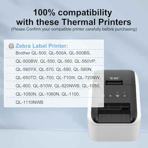 DK-22205 Continuous Paper Labels Compatible Replacement for Brother ql-800/ ql-820nwb/ ql-1100/ ql-500/ ql-550(10 Pack, 2.4" X 100 Ft.)