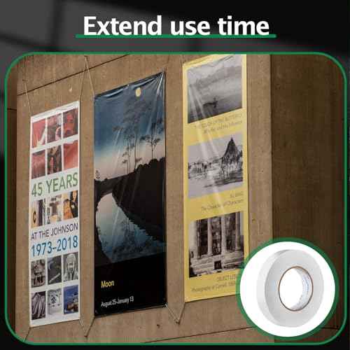Geyoga 6 Rolls Total 984 ft Heavy Duty Banner Hem Tape Double Sided Each 1" x 164 ft Mounting Tape for Vinyl Banner, White