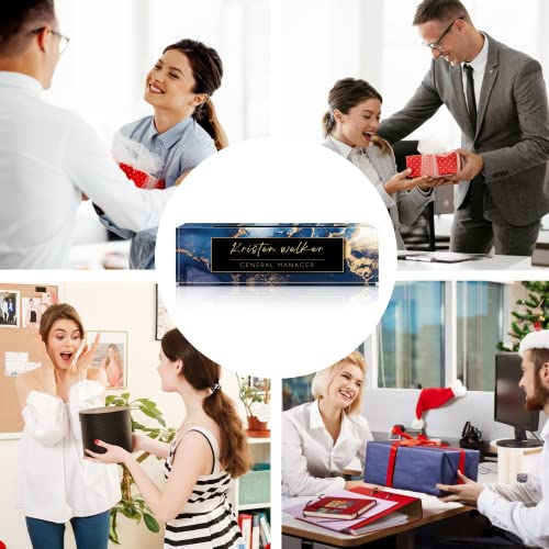 Blue Custom Desk Name Plate Personalised Office Decor for Men Women
