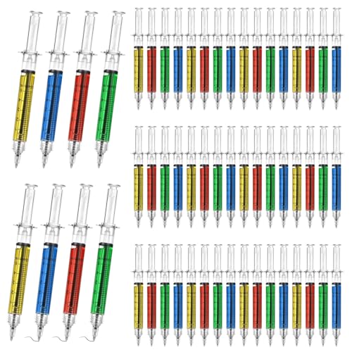 200 Pcs Syringe Pens Bulk, Retractable Fun Nurse Pens, Multi-Color Novelty Ballpoint Pens, Pretend Party Favors, Nursing School Supplies, Unique Gifts for Nurses, Doctors, Black Ink (200)