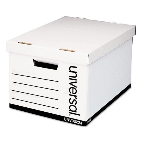 Universal 95224 Heavy-Duty Fast Assembly Lift-Off Lid Storage Box, Letter/Legal, White (Case of 12)