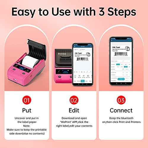 DP23 Label Maker, Bluetooth Portable Thermal Printer Sticker Printer for Home Office Organization Clothing Jewelry Retail Barcode Sticker Maker Machine with 2'' x1.18'' Labels-200pcs/Roll