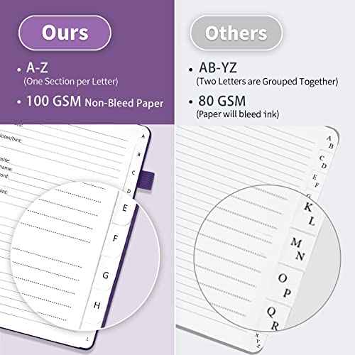 Password Book with Alphabetical Tabs, Hardcover Password Keeper, Password Notebook Organizer for Computer and Internet Address Website Login, Gifts for Home and Office, 5.3''x 7.7''- Purple