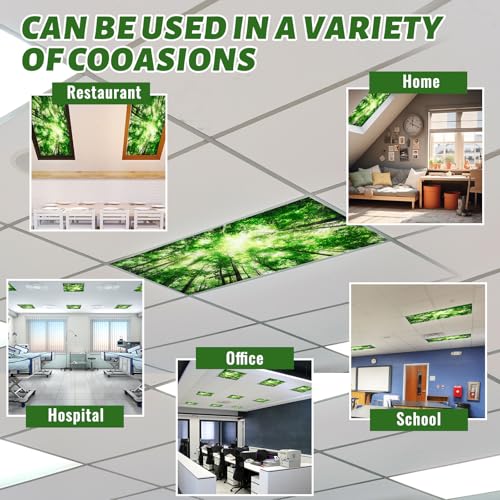 Funtery 10 Pcs Fluorescent Light Covers Greenery – Magnetic Ceiling Lamp Shades